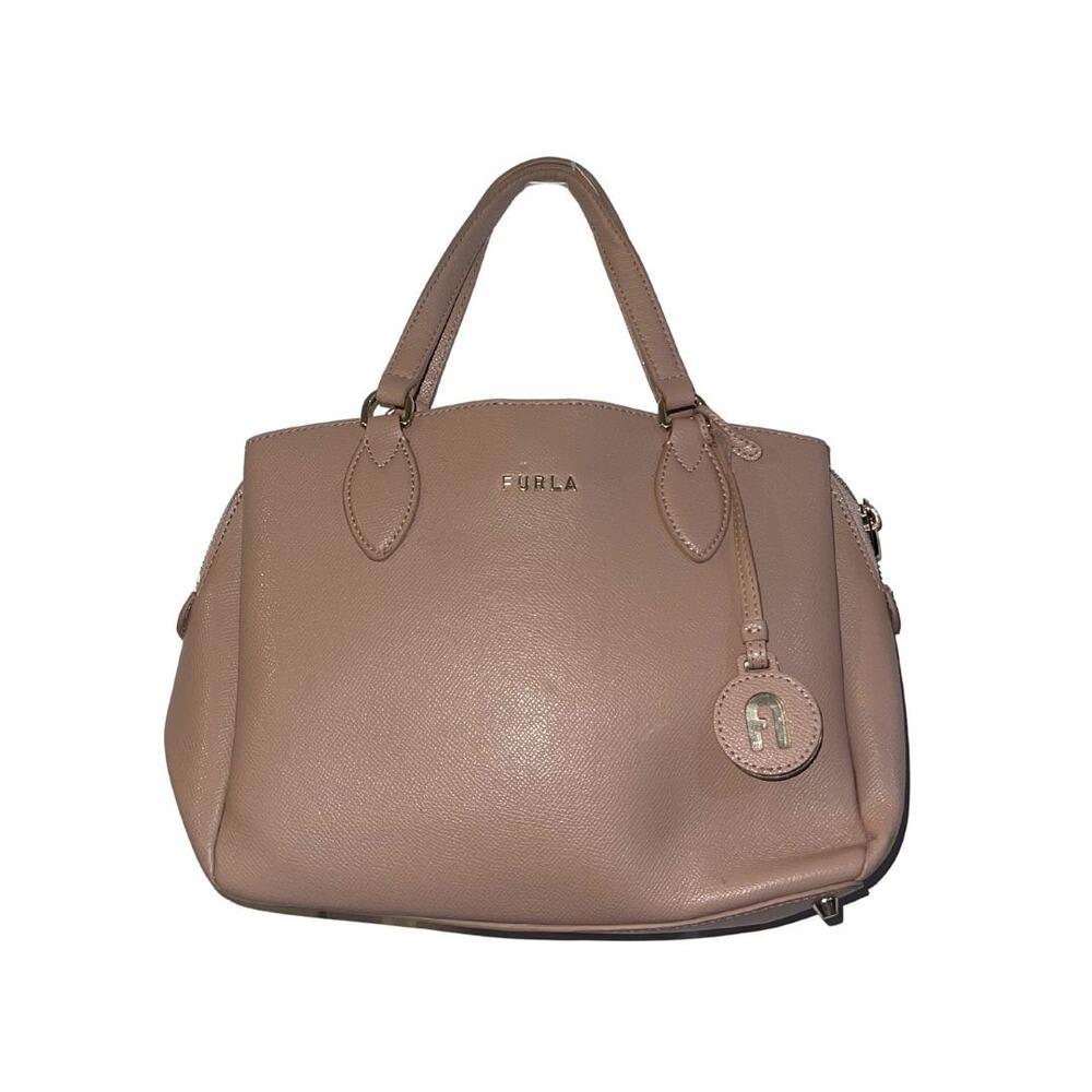 Furla Small Satchel Grain Leather Top Handle Multiple Compartments Classic Chic
